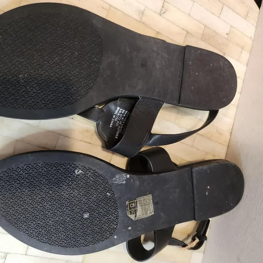 Tory Burch Black Bryce Flat Thong Sandals